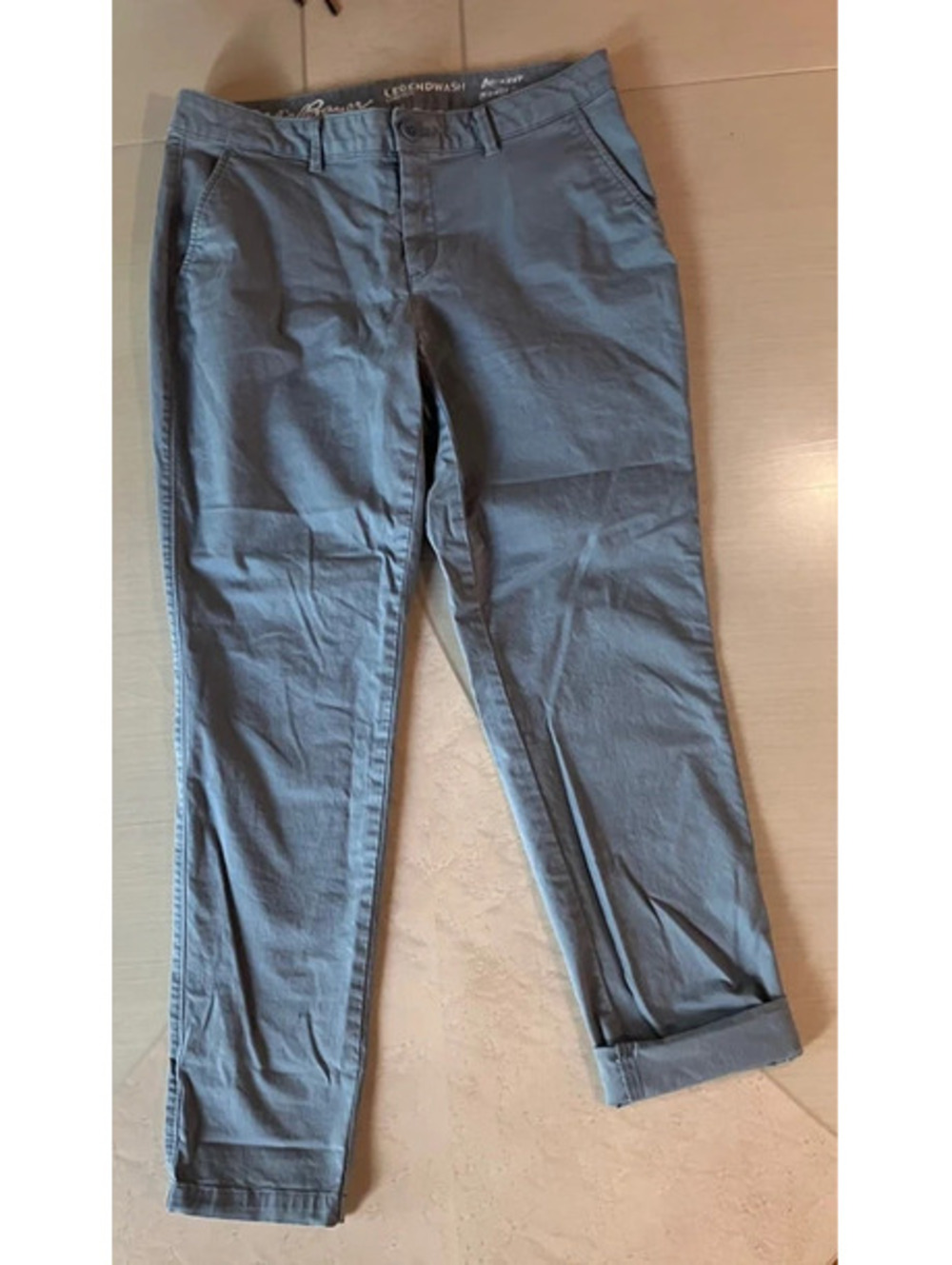 Eddie Bauer Legend Wash Boyfriend Chinos, Slate Blue Grey, Womens 8
